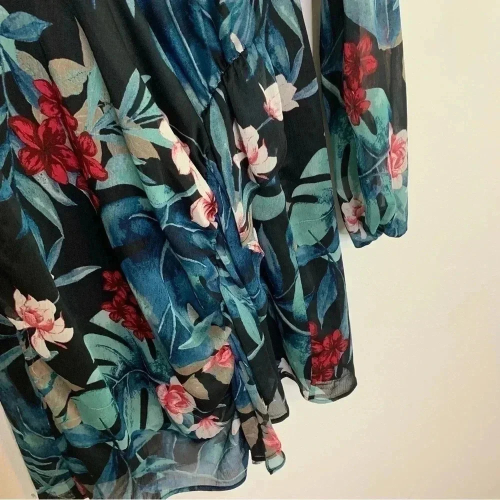 NWT Guess Rhodes Jungle Floral-Print Fit & Flare Dress sz L 12-14 - Picture 5 of 9
